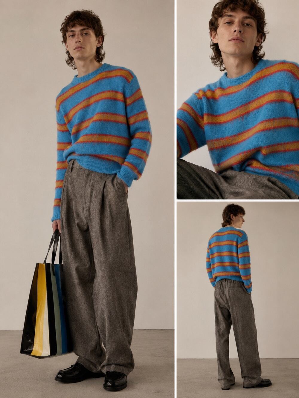 Marni Iconic Stripe Mohair Sweater - Blue/Orange/Red